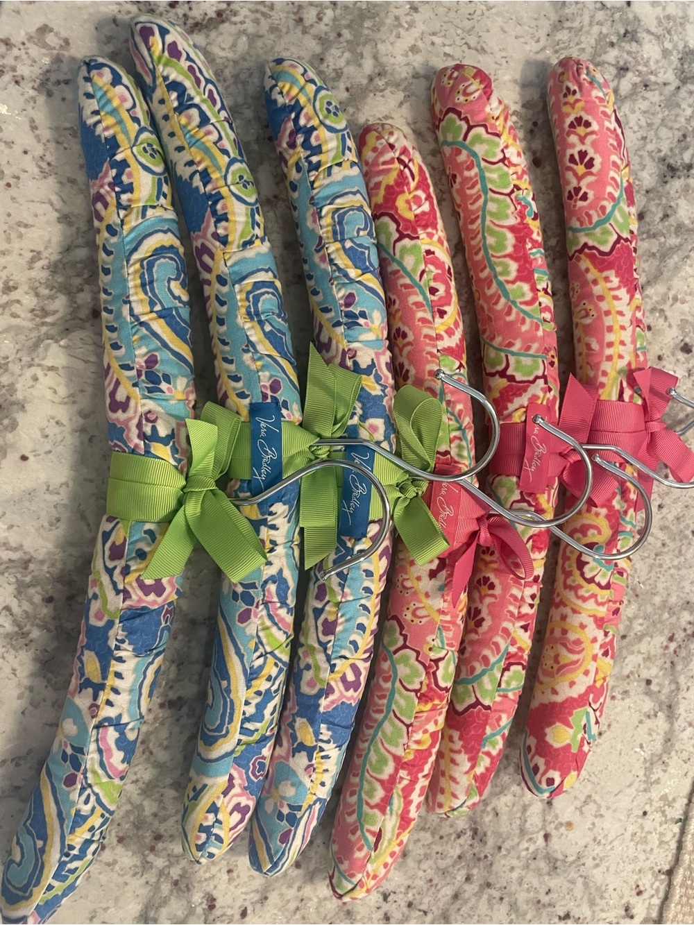Vera Bradley Floral Padded Hangers in Blue & Pink with Bows (Set of 6)